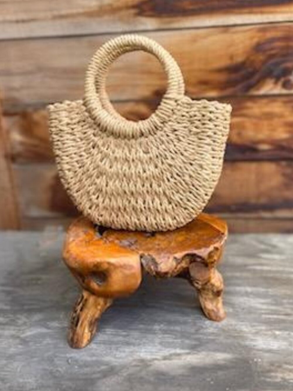 Mini Handwoven Rattan Straw Half Moon Boho Bag-Summer Beach Tote Crossbody